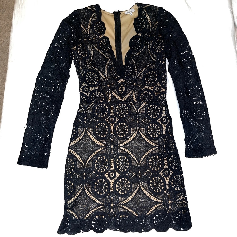 Tobi black long sleeve lace dress.